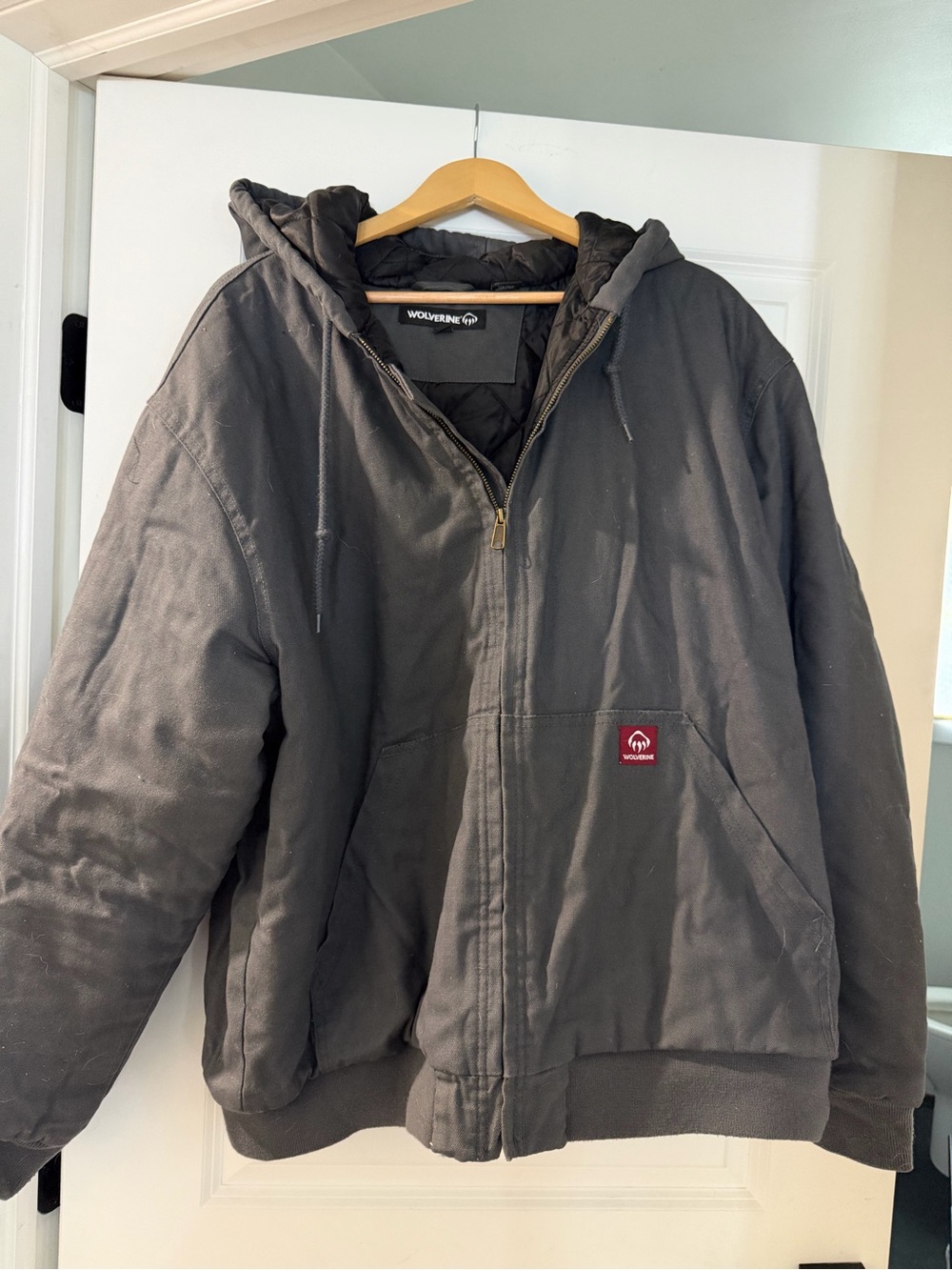 Wolverine Dark Gray Hooded Work Puffer Jacket